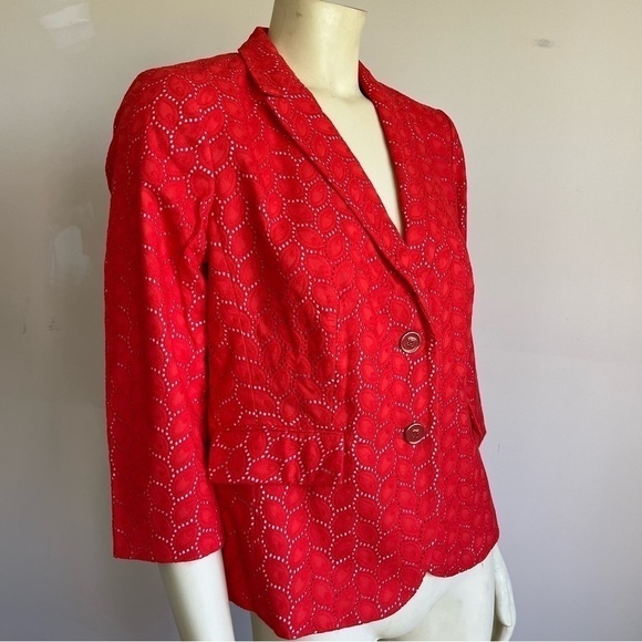 Nwt Talbots Women’s Orange & White Eyelet Button Blazer Jacket 12P - Picture 3 of 14